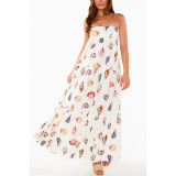Women Suspender Print Loose Holidays Dress
