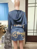 Spring Women's Fashion Positioning Print Hooded Casual Two Piece Skirt Set