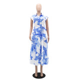 Women Sleeveless Button Lace Dress