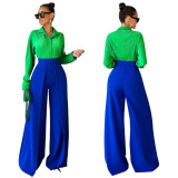 Women Loose Solid Wide Leg Pants Straight