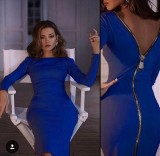 Plus Size Women Zipper Long Sleeve Dress