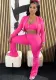 Women's Solid Color Long Sleeve Sexy Open Waist Casual Sports Three-Piece Pants Set