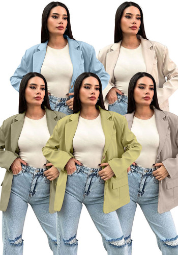 Summer Style Solid Color Long Sleeve Women's Jacket Fashion Blazer