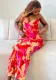 Women's Fashion Print Sexy Strap Low Back Ruffled Irregular Trend Dress