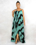 Sexy Women's Irregular Print Strap Loose Dress
