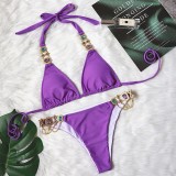 Crystal Diamond Chain Women's Two Pieces Swimsuit Shiny Lace-Up Sexy Bikini