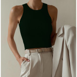 Women Ribbed Knitting Summer Solid Basics Tank Top