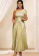 Summer Elegant One Shoulder Sleeveless Gold Pleated Formal Party Dress