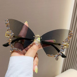 Butterfly Shape Diamond Frameless Women Fashion Sunglasses