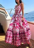 Summer Women's Bohemian Print Strap Maxi Dress