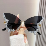 Butterfly Shape Diamond Frameless Women Fashion Sunglasses