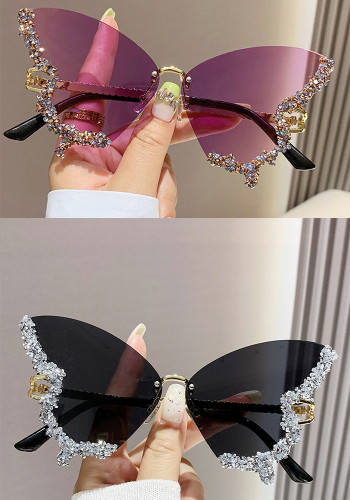 Butterfly Shape Diamond Frameless Women Fashion Sunglasses