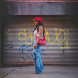 Women Lace-Up Pocket Wide Leg Straight Denim Pants