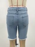 Women summer patch Ripped Denim shorts