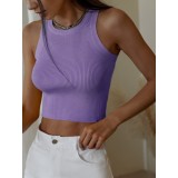 Women Ribbed Knitting Summer Solid Basics Tank Top