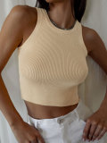 Women Ribbed Knitting Summer Solid Basics Tank Top