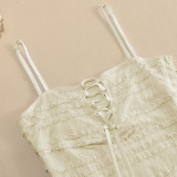 Women sexy suspender hollow See-Through double-layer dress