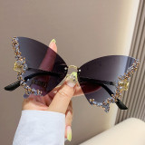 Butterfly Shape Diamond Frameless Women Fashion Sunglasses