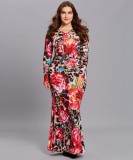 Women's Sexy Print Long Sleeve Fishtail Plus Size Long Dress