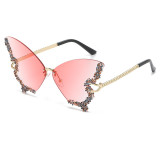 Butterfly Shape Diamond Frameless Women Fashion Sunglasses