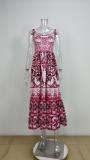 Summer Women's Bohemian Print Strap Maxi Dress