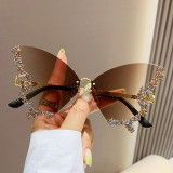 Butterfly Shape Diamond Frameless Women Fashion Sunglasses