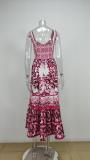 Summer Women's Bohemian Print Strap Maxi Dress