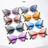 Butterfly Shape Diamond Frameless Women Fashion Sunglasses