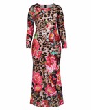 Women's Sexy Print Long Sleeve Fishtail Plus Size Long Dress