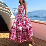 Summer Women's Bohemian Print Strap Maxi Dress