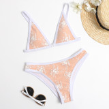 Embroidered Lace Female Bikini Two Pieces Swimsuit