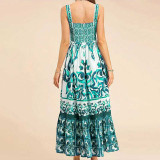 Summer Women's Bohemian Print Strap Maxi Dress