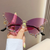 Butterfly Shape Diamond Frameless Women Fashion Sunglasses