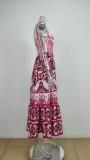 Summer Women's Bohemian Print Strap Maxi Dress