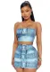 Women Printed Strapless Top and Skirt Sexy Two-piece Set
