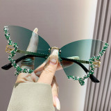 Butterfly Shape Diamond Frameless Women Fashion Sunglasses