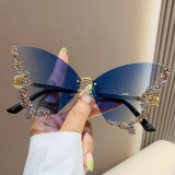 Butterfly Shape Diamond Frameless Women Fashion Sunglasses