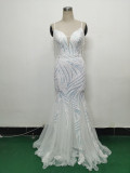 Sequin Patchwork Mesh strap luxury evening dress