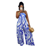 Women's fashion print sleeveless wide-leg jumpsuit