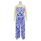 Women's fashion print sleeveless wide-leg jumpsuit