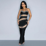 Strapless beaded Slim long Dress female slit evening dress