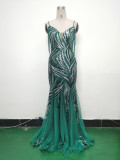 Sequin Patchwork Mesh strap luxury evening dress