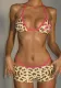 Summer women's contrast strap leopard print bra high waist Bodycon Shorts Set