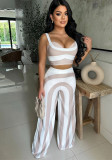 Women's summer striped strap fashion Casual two piece pants set