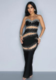 Strapless beaded Slim long Dress female slit evening dress