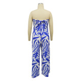 Women's fashion print sleeveless wide-leg jumpsuit