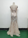 Sequin Patchwork Mesh strap luxury evening dress