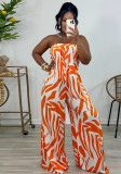 Women's fashion print sleeveless wide-leg jumpsuit