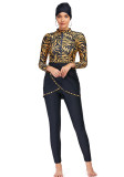 Muslim long sleeves full length pants sun protection three-piece swimsuit