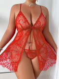 Plus Size Women Red Lace Dress Sexy Lingerie